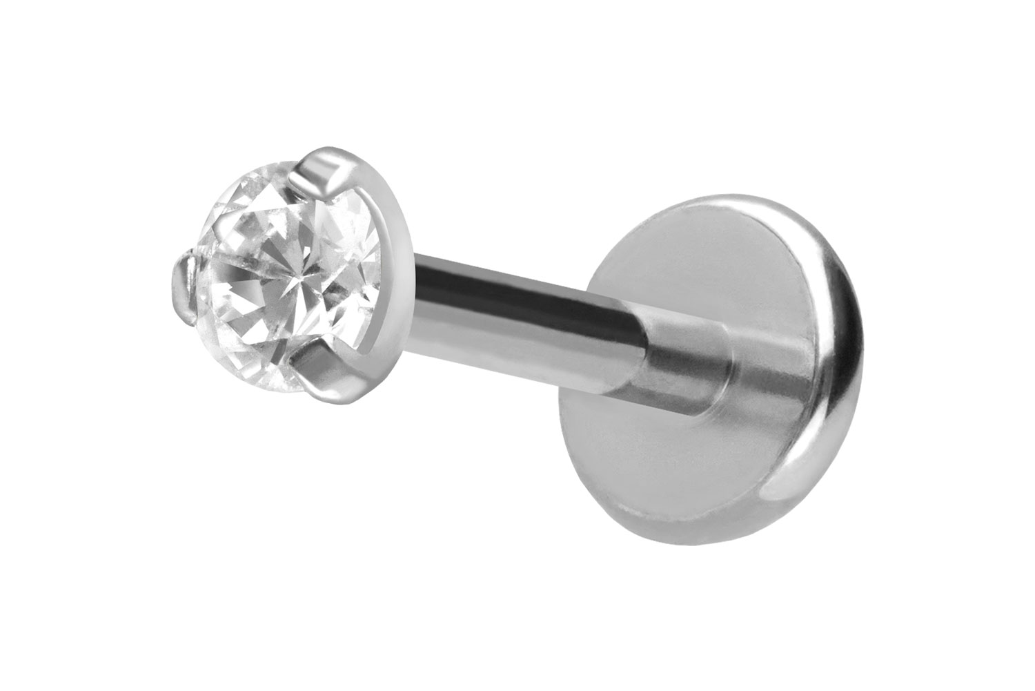 Titan Labret Piercing mit Push Fit EINGEFASSTER KRISTALL